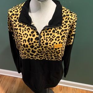 Simply Southern cheetah print with sequin dog pullover  XXL